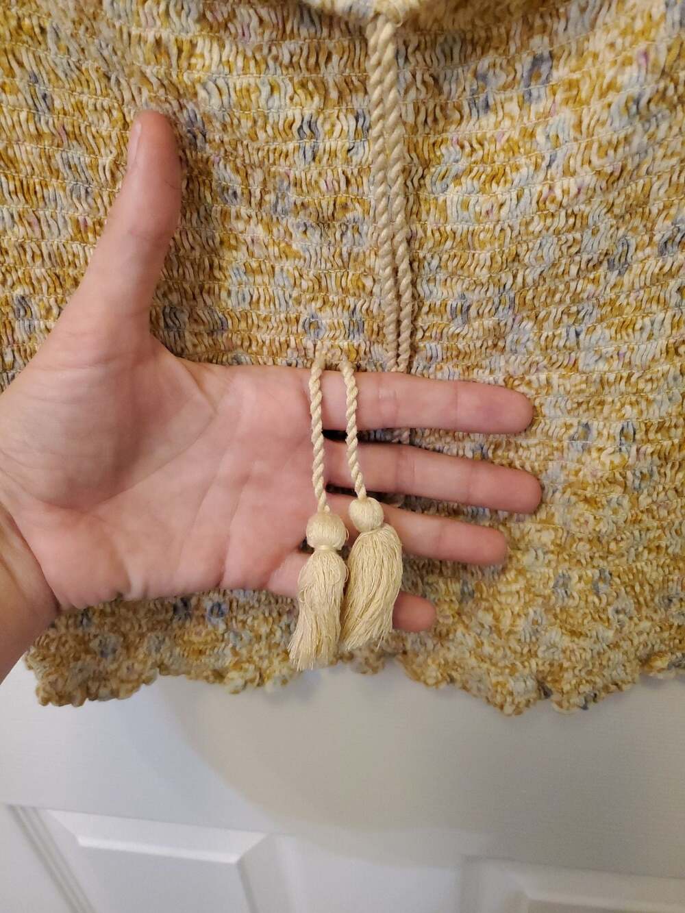 Lucky Brand Women's Beige Cotton Square-Neck Smocked Top Large Boho Cottagecore - Picture 3 of 5